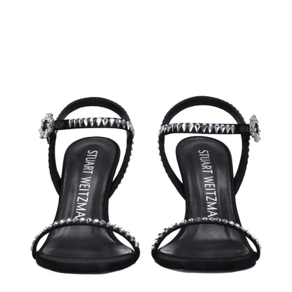 Stuart Weitzman Black Satin Stiletto Heels Sandals