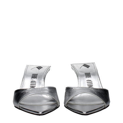 The Attico Gray Leather Stiletto Heels Sandals