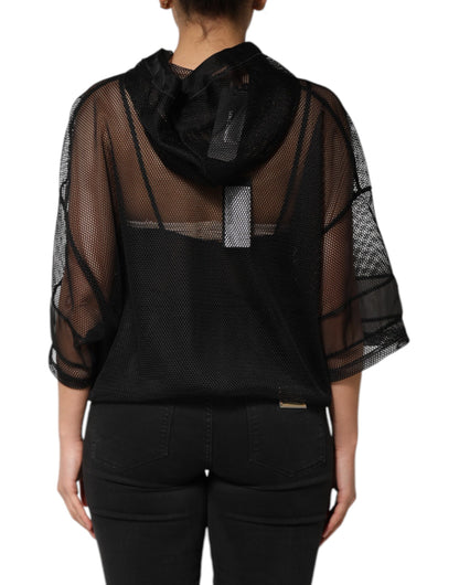 Dolce & Gabbana Black See Through Hooded Pullover Sweater