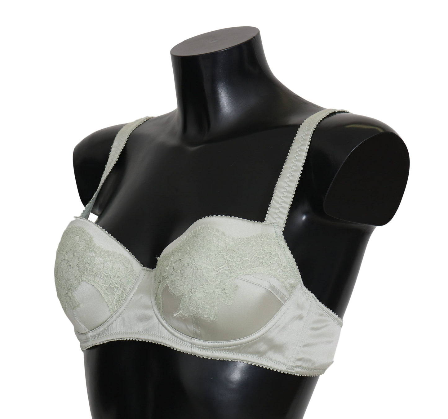 Dolce & Gabbana Green Balconcino Bra Floral Lace Underwear