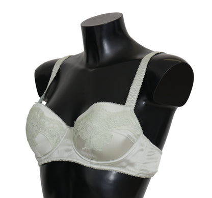 Dolce & Gabbana Green Balconcino Bra Floral Lace Underwear