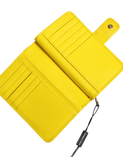 Dolce & Gabbana Yellow Leather Bifold Continental Clutch Wallet