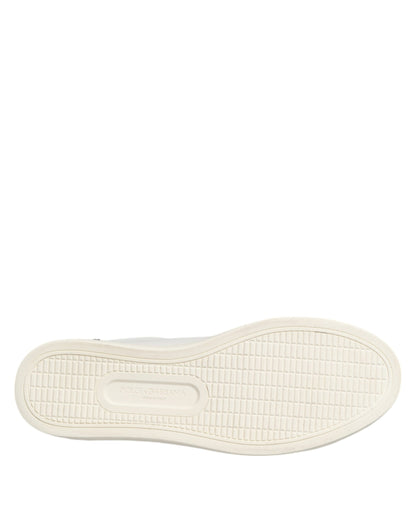 Dolce & Gabbana White Black Leather Low Top Sneakers Shoes