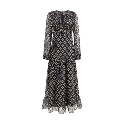 Kristina Ti Silk long Dress with rouches