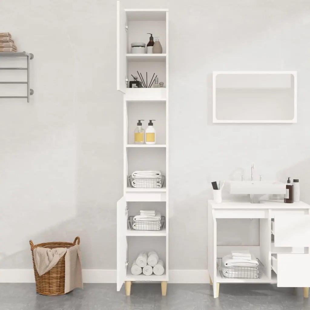 NNEVL Bathroom Cabinet White 30x30x190 cm Engineered Wood NNEVL