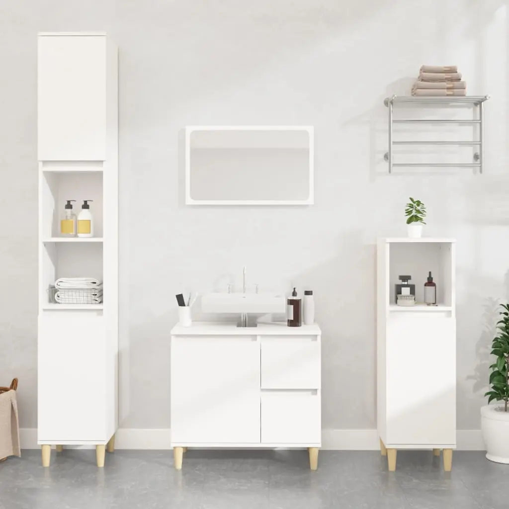 NNEVL Bathroom Cabinet White 30x30x190 cm Engineered Wood NNEVL