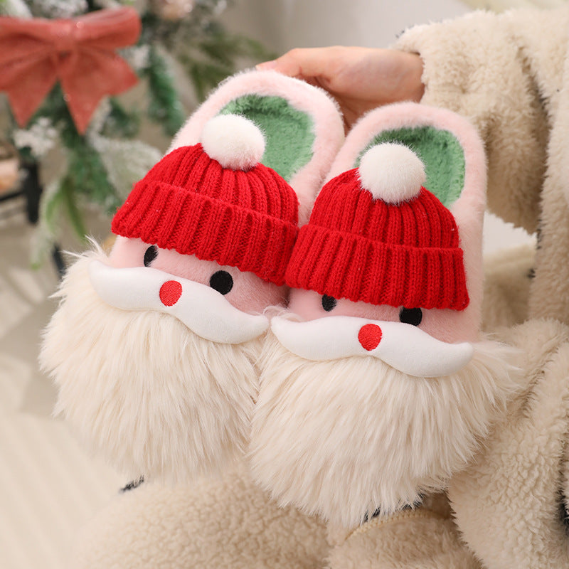 Cute Christmas Santa Claus Home Slippers Winter Warm Indoor Non-slip Floor Plush Shoes Accessories For Women