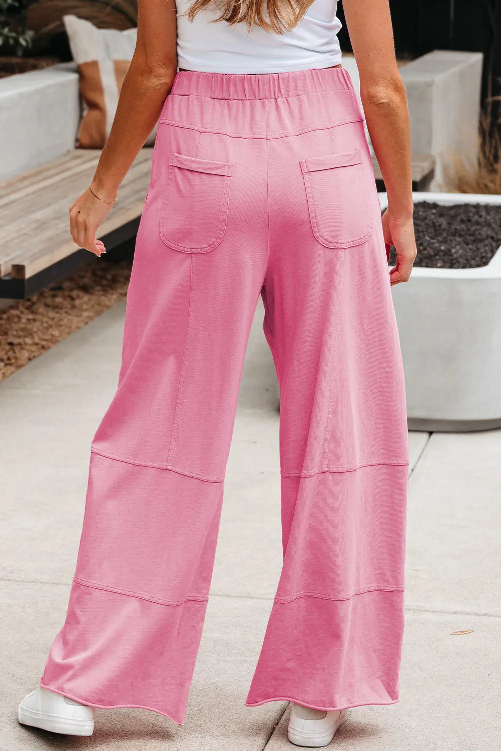 Bonbon Mineral Wash Exposed Seam Drawstring Elastic Waistband Wide Leg Cargo Pants Dear-Lover Dropshipping