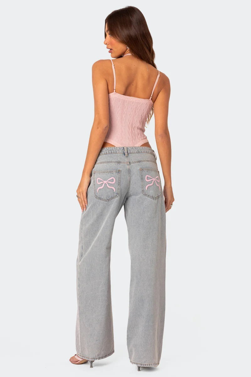 Women's Fashion Loose Retro Printed Jeans
