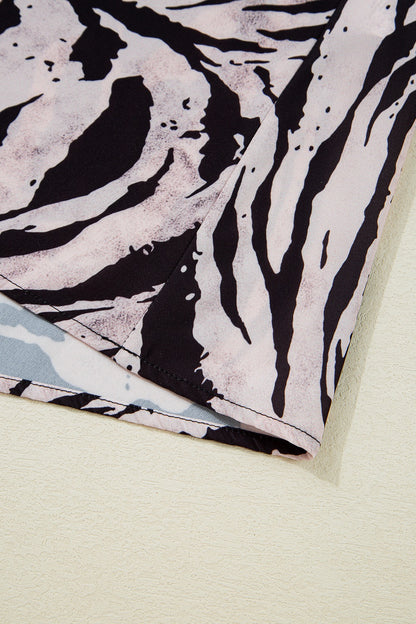 Lightweight maxi dress with abstract print and adjustable tie back