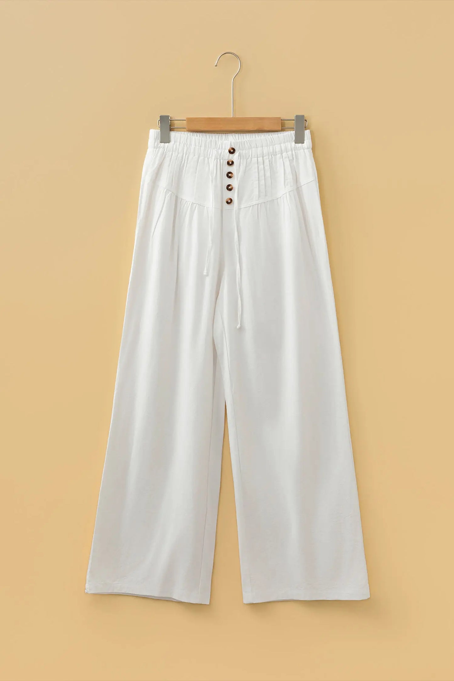 Jet Stream Drawstring Elastic Waist Button Pleated Detail Wide Leg Pants Dear-Lover Dropshipping