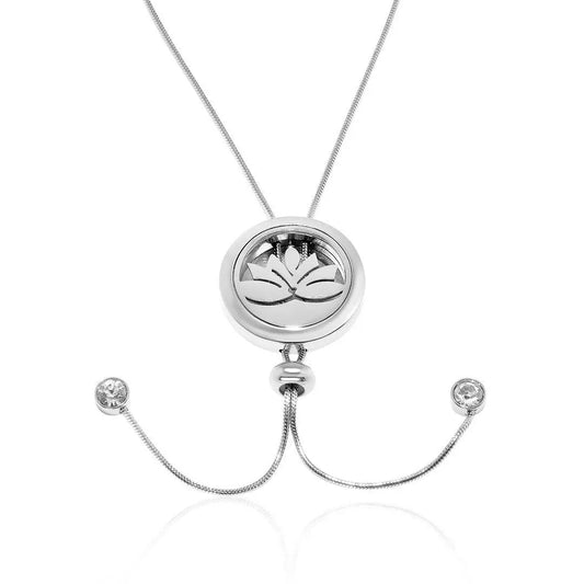 Lotus Pendant Necklace with adjustable snake chain FEP029SR Aura Scent