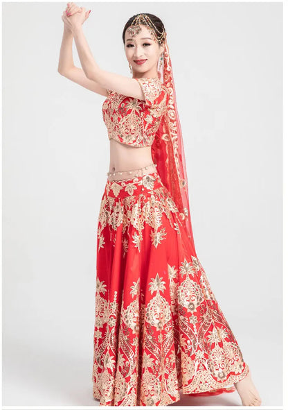 Sarees Wedding India  Woman Wedding Costume Ethnic Style Lehenga Choli Performance Gorgeous Suits top+skirt+scarf+pants