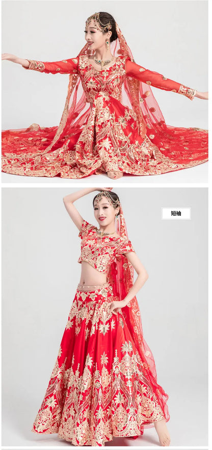 Sarees Wedding India  Woman Wedding Costume Ethnic Style Lehenga Choli Performance Gorgeous Suits top+skirt+scarf+pants
