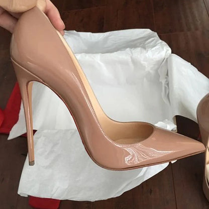 Heelgoo النمط الكلاسيكي المرأة براءات أشار تو الانزلاق على 12 سنتيمتر أحذية عالية الكعب أنيقة السيدات عادي خنجر مضخات أسود أحمر أبيض