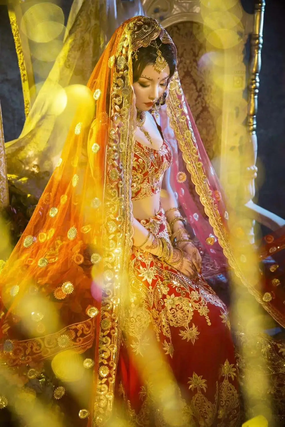 Sarees Wedding India  Woman Wedding Costume Ethnic Style Lehenga Choli Performance Gorgeous Suits top+skirt+scarf+pants