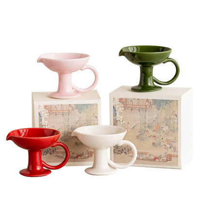 Ceramic Pedestal Candle Holder with Handle – Nordic Style Tealight Sta