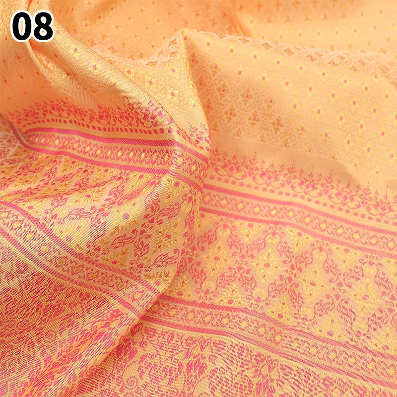 100*100cm Ethnic Style Brocade Jacquard Fabric Southeast Asia Dai Thai Skirt Fabric For Diy Tube Dress Saree Folk Dance Costume