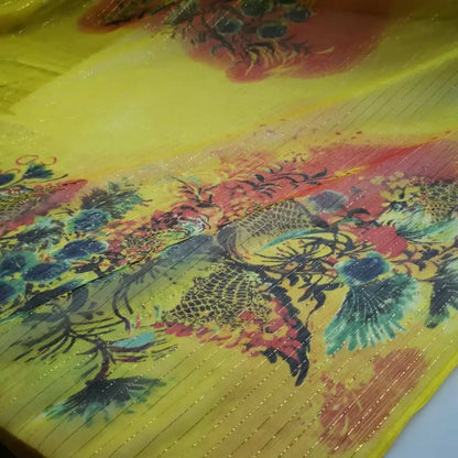 Silk Georgette Lurex 6mm Shiny Jacquard Metallic Saree Dress Scarf Fabric