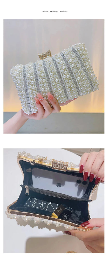 Diamonds Small Bags Pearl Handbags Women's Banquet Celebrities Handbags With Evening Dresses Cheongsam Clutch Purse