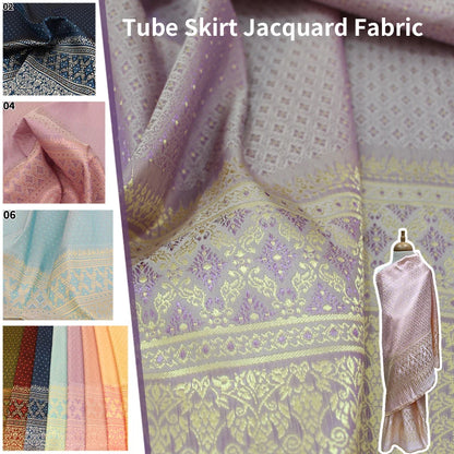 100*100cm Ethnic Style Brocade Jacquard Fabric Southeast Asia Dai Thai Skirt Fabric For Diy Tube Dress Saree Folk Dance Costume