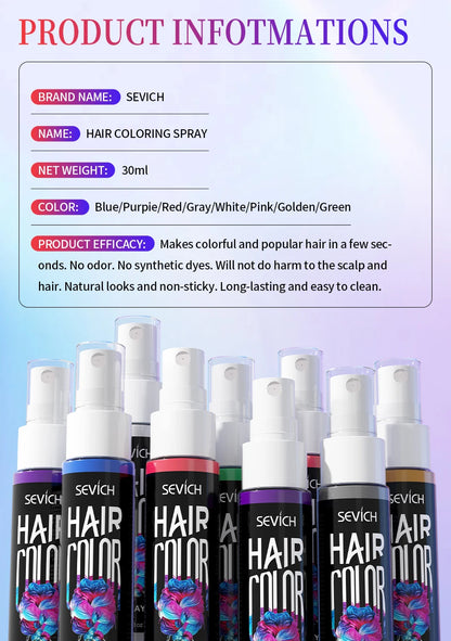 Hair Color Spray Hairs Dyed Hair Colour Styling Product Long Lasting Dye for Hair Beards Coloring Temporary Hair Colour Cream