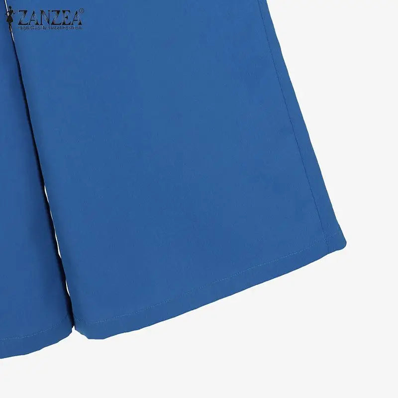 ZANZEA Summer Women Matching Sets OL Work Outfits Causal Short Sleeve Shirt Loose Wide Leg Pants Fashion Suit Urban Tracksuits