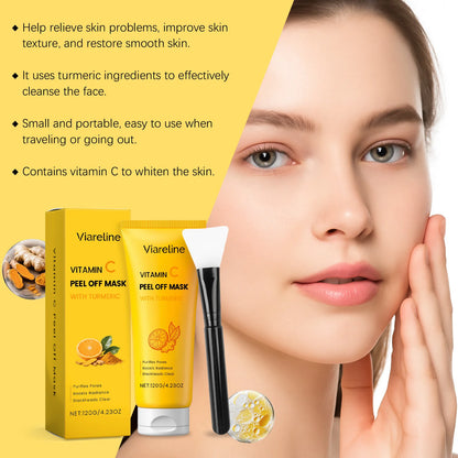 Peel-Off Facial Mask Deep Cleansing Brightening Shrink Pores Blackhead Remover Repair Moisturizing Turmeric Peel-Off Facial Mask