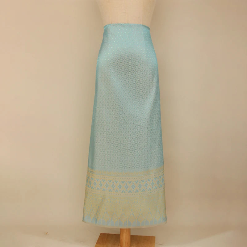 100*100cm Ethnic Style Brocade Jacquard Fabric Southeast Asia Dai Thai Skirt Fabric For Diy Tube Dress Saree Folk Dance Costume