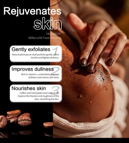 Natural Body Scrub - Moisturizing and Exfoliating Body, Face, Hand, Foot Scrub - Lightening, Fine Lines & Wrinkles, Skin Glowing