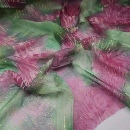 Silk Georgette Lurex 6mm Shiny Jacquard Metallic Saree Dress Scarf Fabric