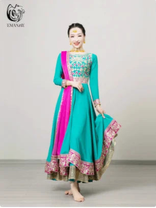 2024 New India Clothing Sarees Dress For Performance Woman Dancing Dress Nepal Pakistan Embroideried Lady Dress