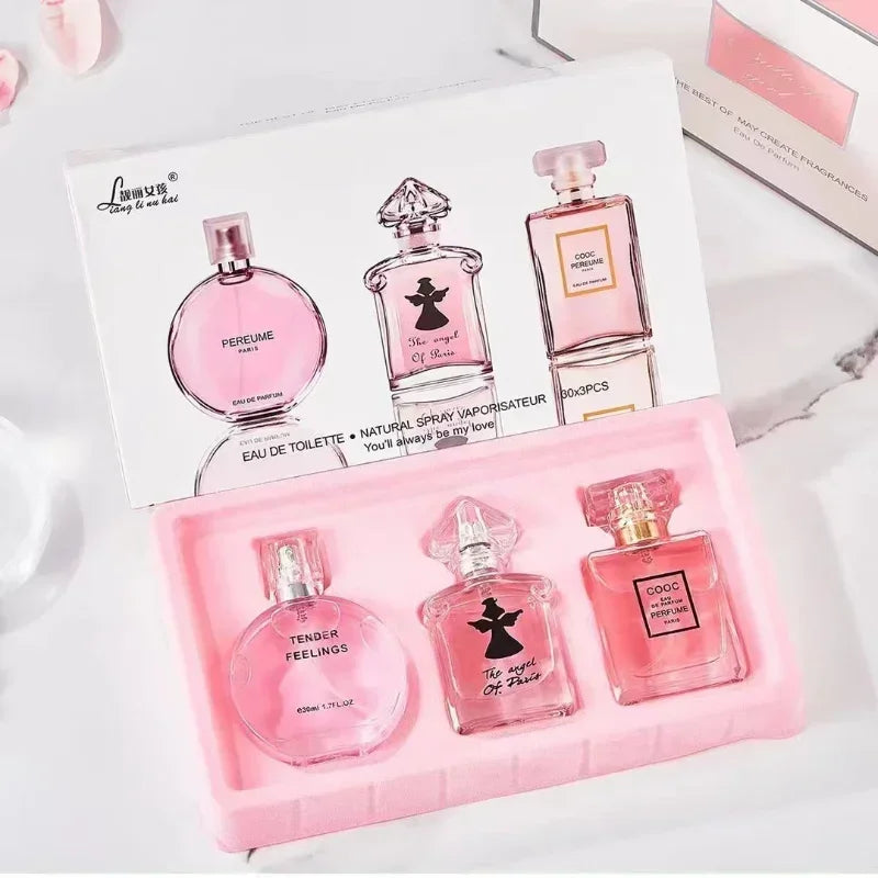 Beautiful Girl Paris Angel Three-piece Gift Box Set Little Black Dress Women's Perfume Long-lasting Fragrance Fresh and Elegant
