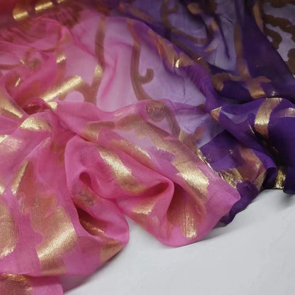 New Somali Dirac Metallic Jacquard Floral Silk With Gold Lurex Mulberry Silk Saree Dress Tissue