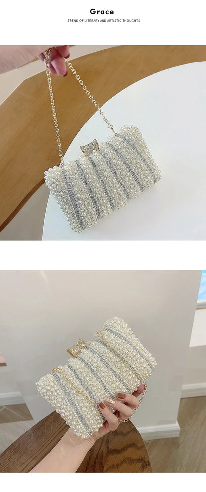 Diamonds Small Bags Pearl Handbags Women's Banquet Celebrities Handbags With Evening Dresses Cheongsam Clutch Purse
