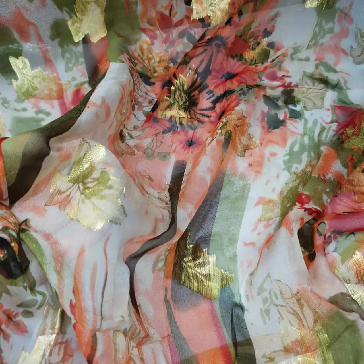 New Somali Dirac Metallic Jacquard Floral Silk With Gold Lurex Mulberry Silk Saree Dress Tissue
