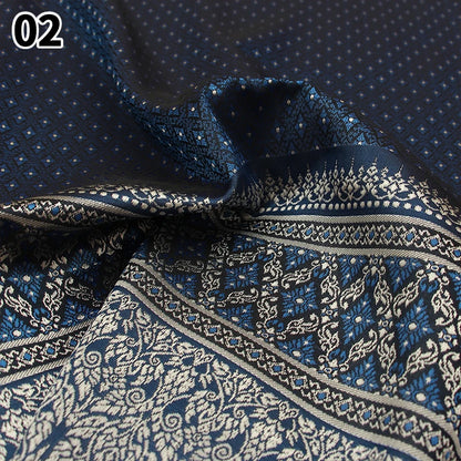 100*100cm Ethnic Style Brocade Jacquard Fabric Southeast Asia Dai Thai Skirt Fabric For Diy Tube Dress Saree Folk Dance Costume