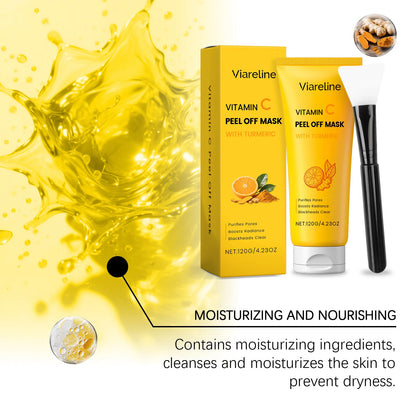 Peel-Off Facial Mask Deep Cleansing Brightening Shrink Pores Blackhead Remover Repair Moisturizing Turmeric Peel-Off Facial Mask