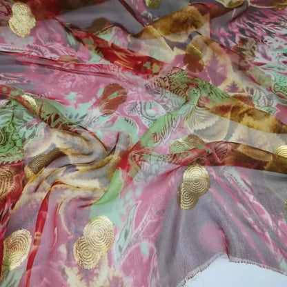 New Somali Dirac Metallic Jacquard Floral Silk With Gold Lurex Mulberry Silk Saree Dress Tissue