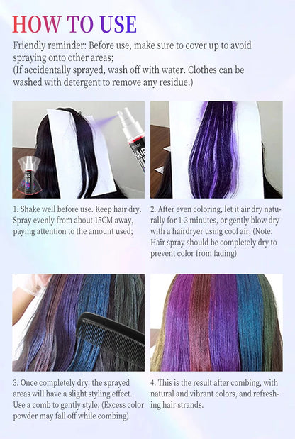 Hair Color Spray Hairs Dyed Hair Colour Styling Product Long Lasting Dye for Hair Beards Coloring Temporary Hair Colour Cream