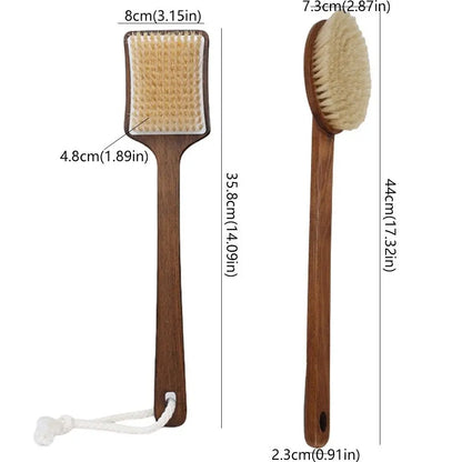 Scrubbing Brush Wood Long Handle Hair Brush Soft Bristles Ergonomic Shower Back Scrub Comfortable Back Scrubber Skin Cleanser