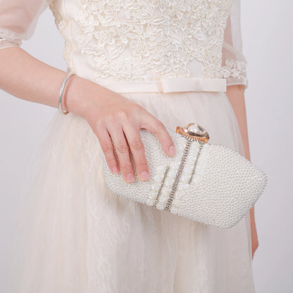 rhinestone evening bags Chain Clutch Bag Set with Diamond Pearl One Shoulder for Evening Wedding Party Dresses Made Crystal
