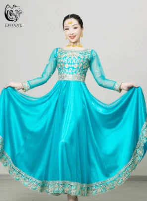2024 New India Clothing Sarees Dress For Performance Woman Dancing Dress Nepal Pakistan Embroideried Lady Dress