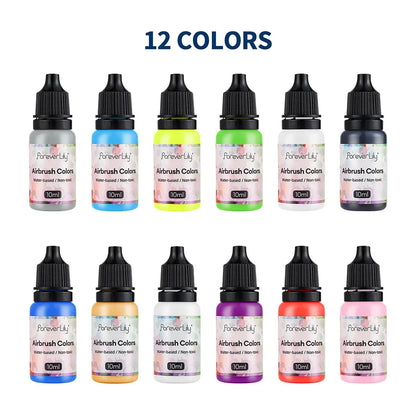 12pcs Nail Polish Paint Airbrush Nail Ink Use For Airbrush Spray Gun Color Painting Stencil Making Hollow Pattern Nail Art Tools