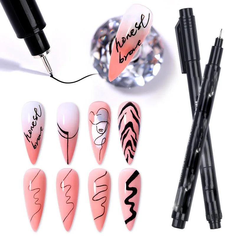 Nail Art Paintbrush With Ultra-fine Drawing Lines Edges Quick Drying Waterproof Acrylic Marker Pen Graffiti Pen