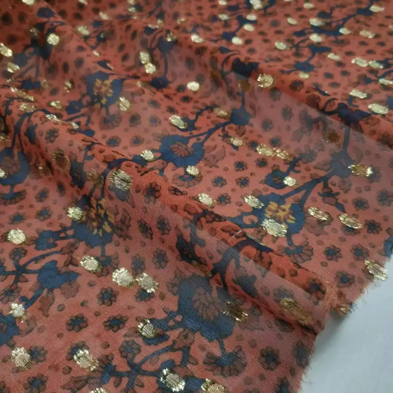 New Somali Dirac Metallic Jacquard Floral Silk With Gold Lurex Mulberry Silk Saree Dress Tissue