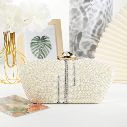 rhinestone evening bags Chain Clutch Bag Set with Diamond Pearl One Shoulder for Evening Wedding Party Dresses Made Crystal
