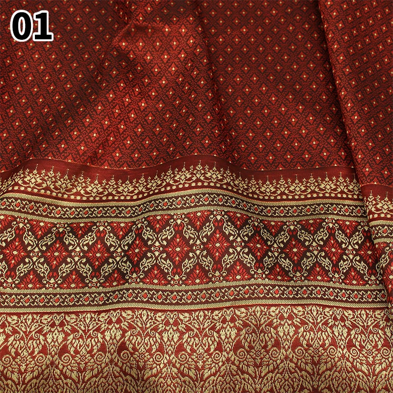 100*100cm Ethnic Style Brocade Jacquard Fabric Southeast Asia Dai Thai Skirt Fabric For Diy Tube Dress Saree Folk Dance Costume