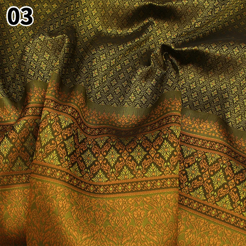 100*100cm Ethnic Style Brocade Jacquard Fabric Southeast Asia Dai Thai Skirt Fabric For Diy Tube Dress Saree Folk Dance Costume