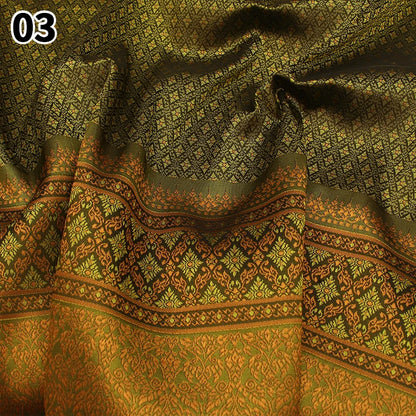 100*100cm Ethnic Style Brocade Jacquard Fabric Southeast Asia Dai Thai Skirt Fabric For Diy Tube Dress Saree Folk Dance Costume